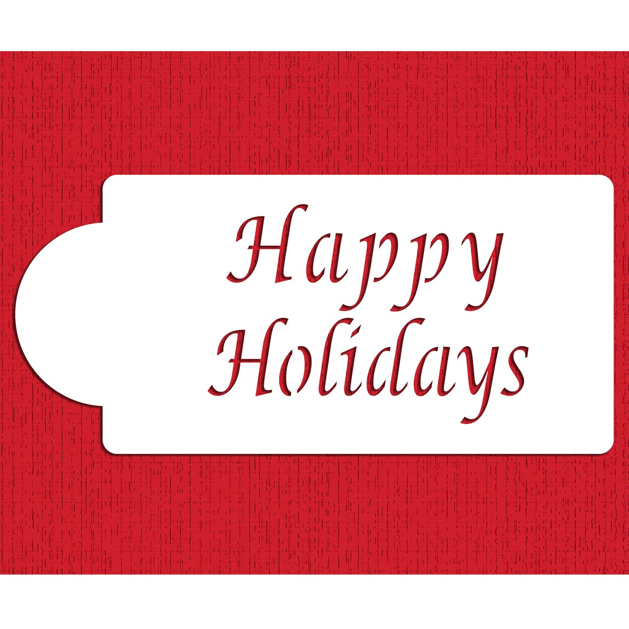 Happy Holidays Cake Stencil | C055 by Designer Stencils | Cake Decorating Tools | Baking Stencils for Royal Icing, Airbrush, Dusting Powder | Reusable Plastic Food Grade Stencil for Cakes | Easy to Use & Clean Cake Stencil